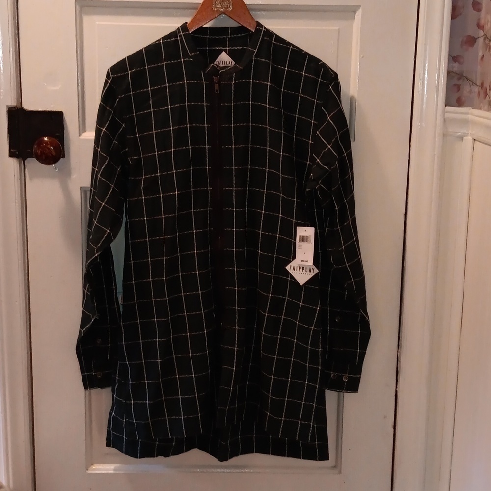 Fairplay Los Angeles large green zipper shirt nwt